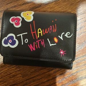 Christian Louboutin NEW Hawaii script trifold leather wallet